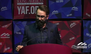 image of Matt Walsh speaking at a YAF event at the University of Kentucky